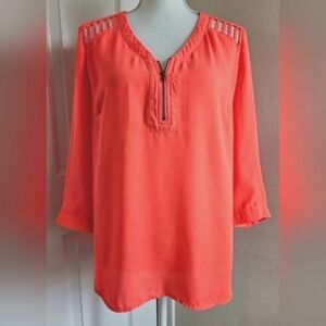 BONGO ZIP-UP TOP SZ L ELECTRIC ORANGE